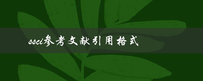 什么是ssci参考文献引用格式？如何正确使用它