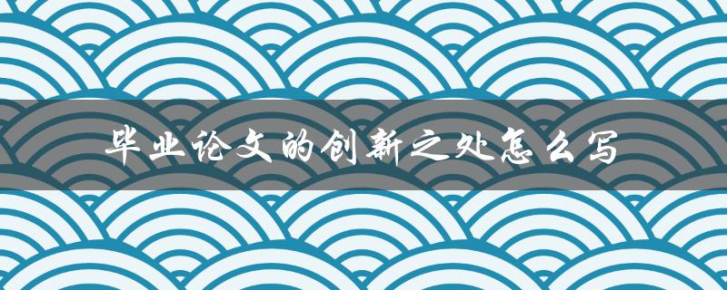 毕业论文的创新之处怎么写