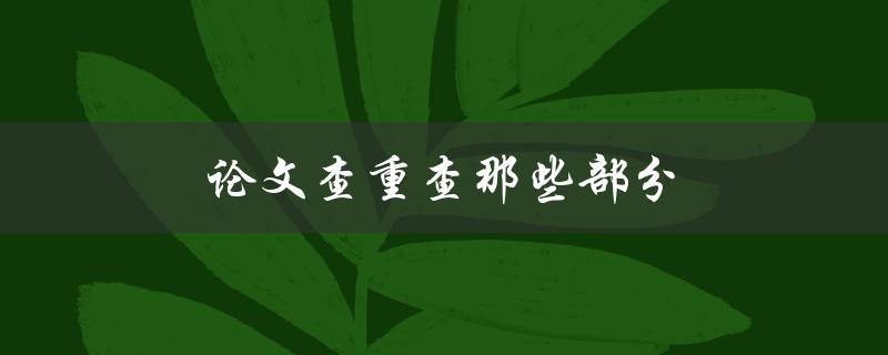 论文查重查那些部分(有哪些重要的检查点)