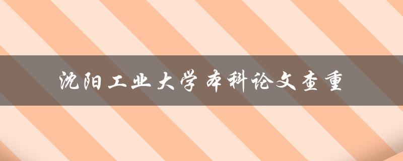 如何进行沈阳工业大学本科论文查重