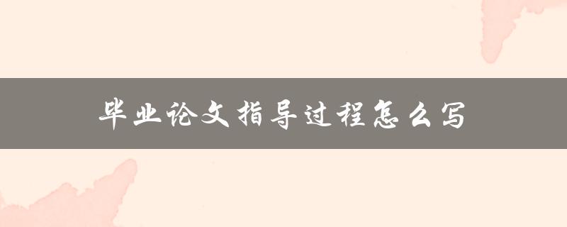 毕业论文指导过程怎么写(详细步骤分享)