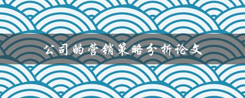 公司的营销策略分析论文(如何撰写高质量的论文)