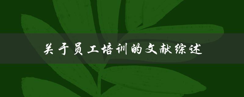 员工培训的文献综述现状、问题及发展趋势如何