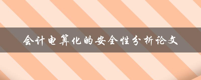 如何评估会计电算化的安全性？——一篇安全性分析论文的探讨