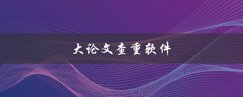 大论文查重软件(如何选择最适合的工具)