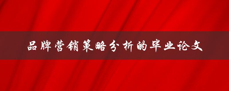 如何分析品牌营销策略？——关于品牌营销策略分析的毕业论文
