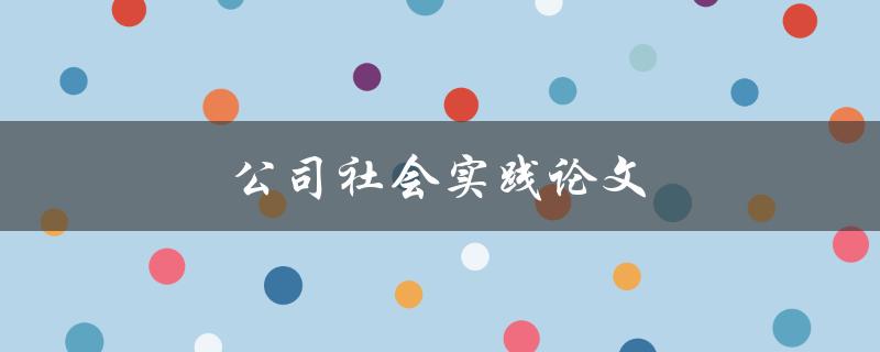 公司社会实践论文(如何进行有效的实地调研与数据分析)