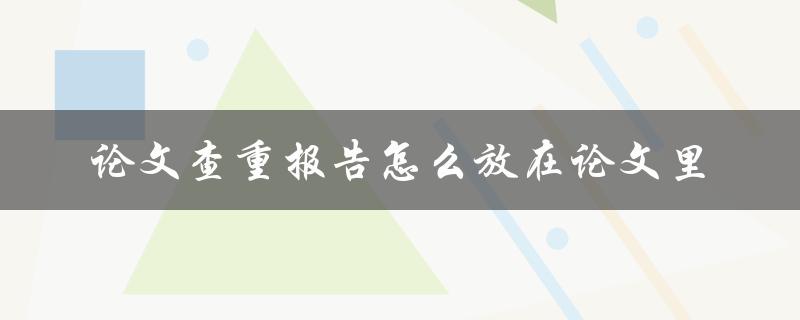 论文查重报告怎么放在论文里