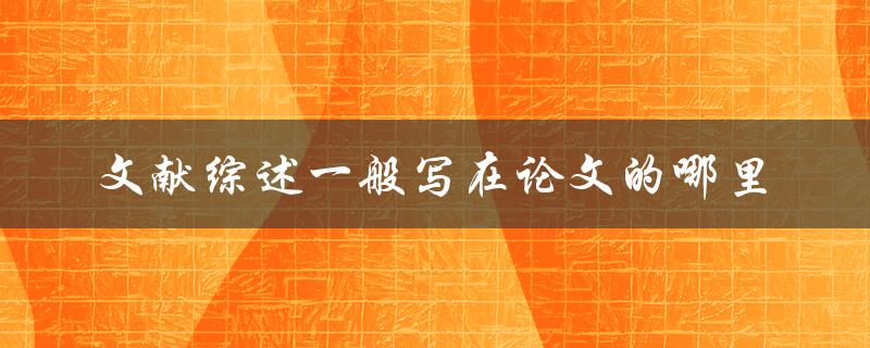 文献综述一般写在论文的哪里