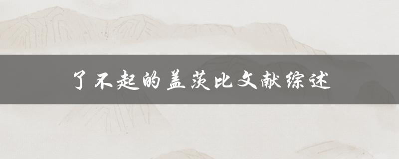 了不起的盖茨比文献综述哪些研究成果揭示了小说的主题和意义