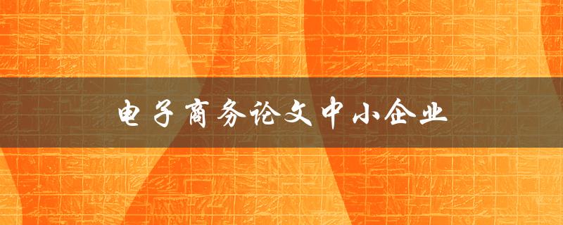 电子商务论文中小企业(如何实现可持续发展)