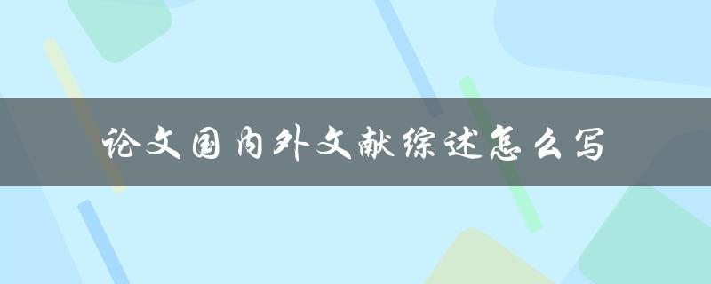 论文国内外文献综述怎么写