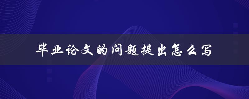 毕业论文的问题提出怎么写