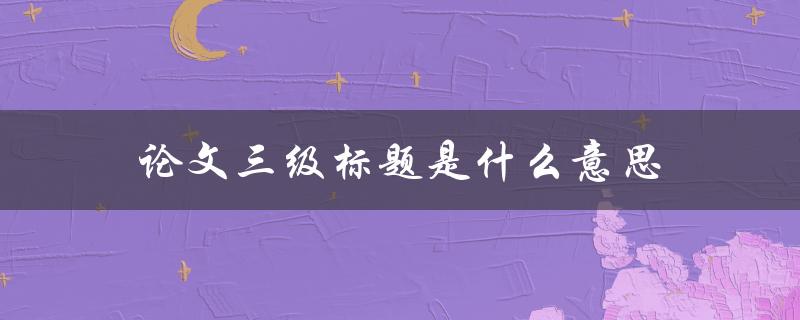论文三级标题是什么意思