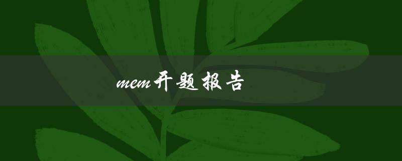 mem开题报告(如何撰写有效的开题报告)