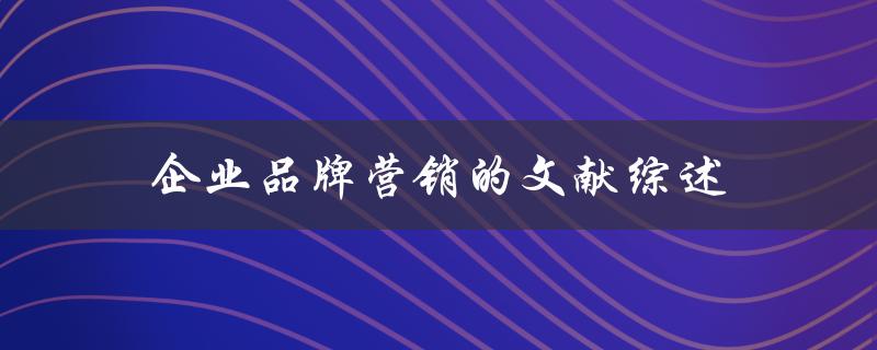 企业品牌营销的文献综述哪些研究成果对企业品牌营销有重要启示