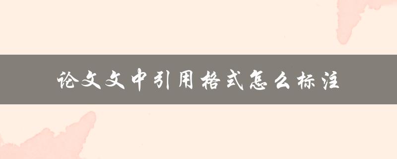 论文文中引用格式怎么标注