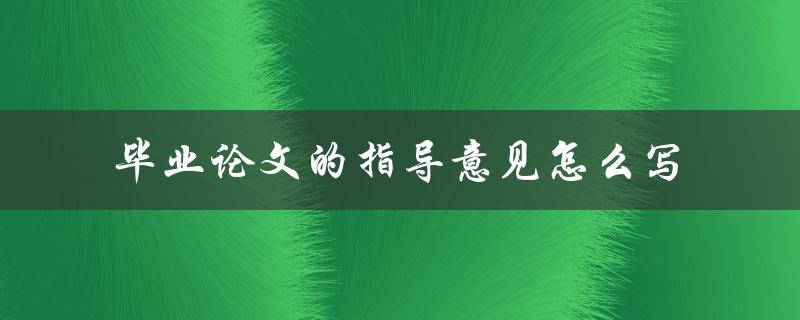 毕业论文的指导意见怎么写