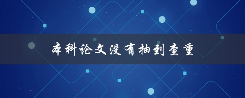 本科论文没有抽到查重(是否需要主动申请查重？)