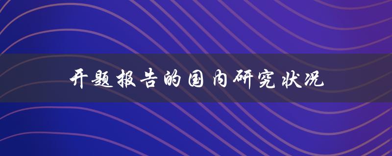 国内研究状况如何？开题报告的调查分析