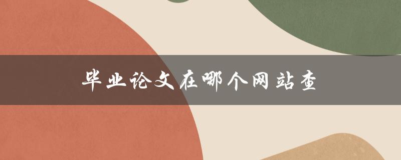 毕业论文在哪个网站查