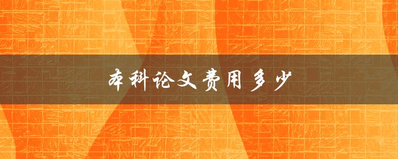 本科论文费用多少(大致需要多少经费支出)