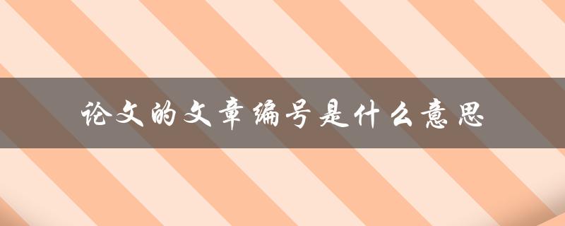 论文的文章编号是什么意思