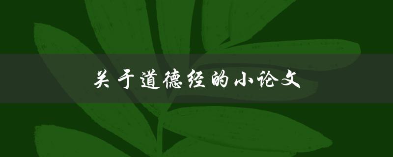 关于道德经的小论文(应该如何构思和写作)