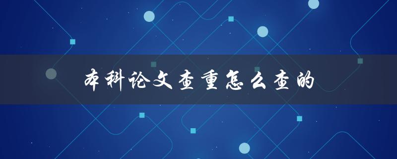 本科论文查重怎么查的