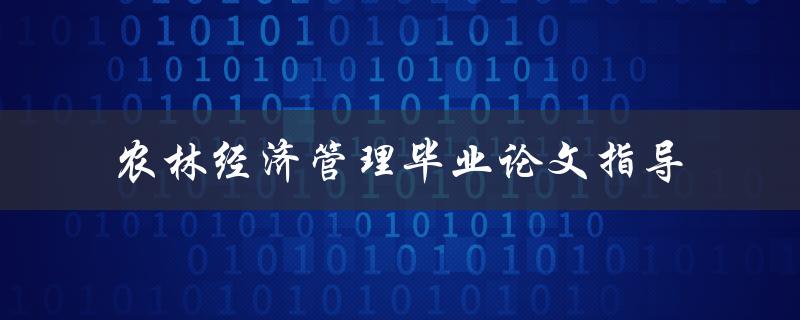 农林经济管理毕业论文指导