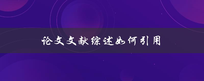 论文文献综述如何引用