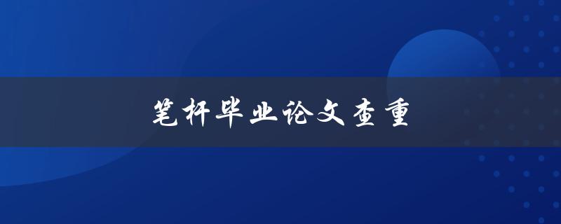 笔杆毕业论文查重(如何做到高效、准确、合法)