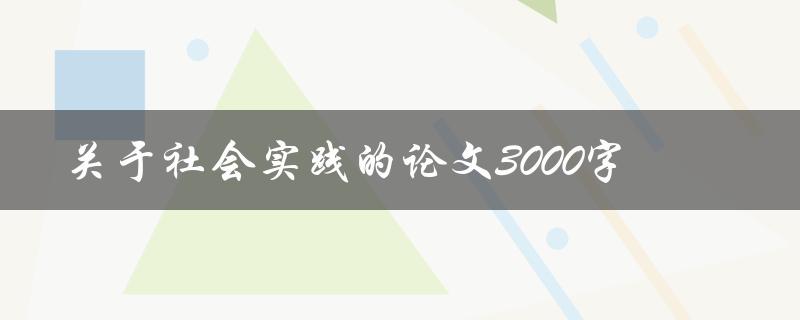 关于社会实践的论文3000字