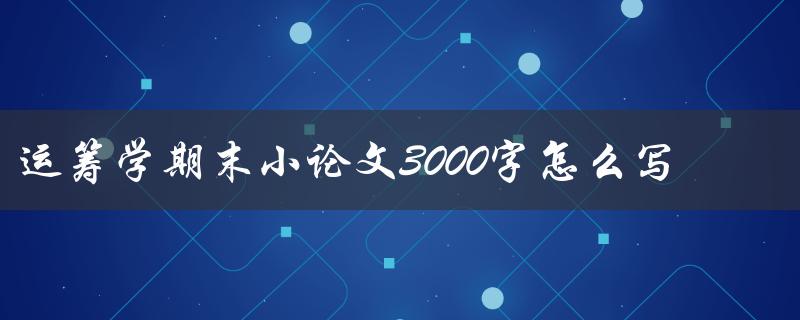 运筹学期末小论文3000字怎么写