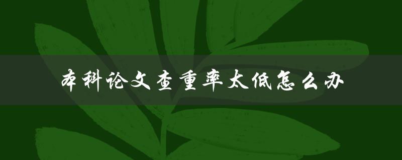 本科论文查重率太低怎么办