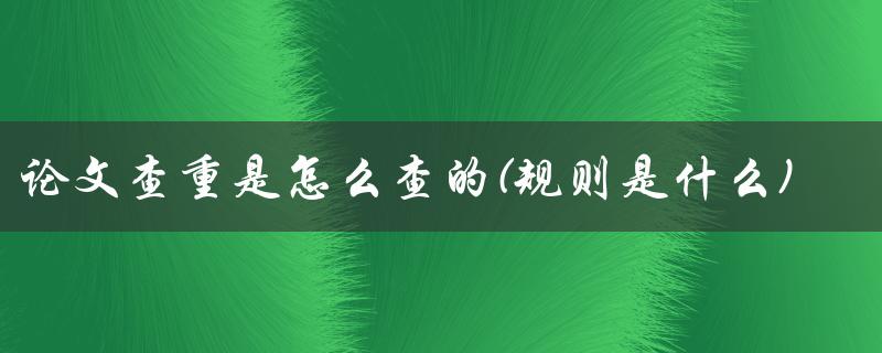 论文查重是怎么查的(规则是什么)