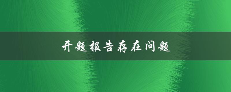 开题报告存在问题(如何解决和改进)