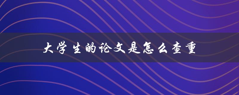大学生的论文是怎么查重(常见论文查重软件)