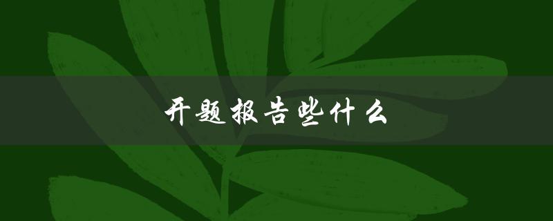 开题报告些什么(包括哪些内容)