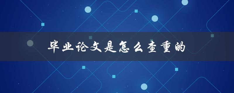 毕业论文是怎么查重的