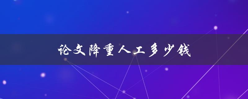 论文降重人工多少钱(如何合理控制成本)