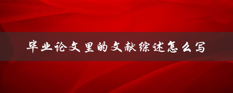 毕业论文里的文献综述怎么写
