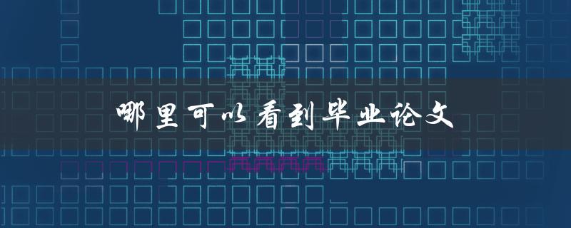 哪里可以看到毕业论文