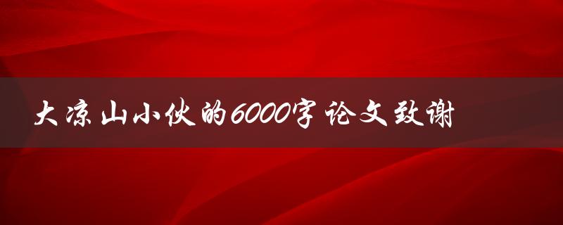 大凉山小伙的6000字论文致谢