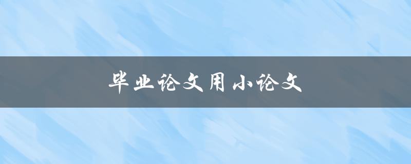 毕业论文用小论文(如何利用小论文提升毕业论文写作效率)