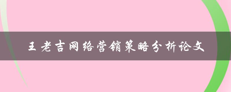 如何分析王老吉的网络营销策略？——以论文形式探讨