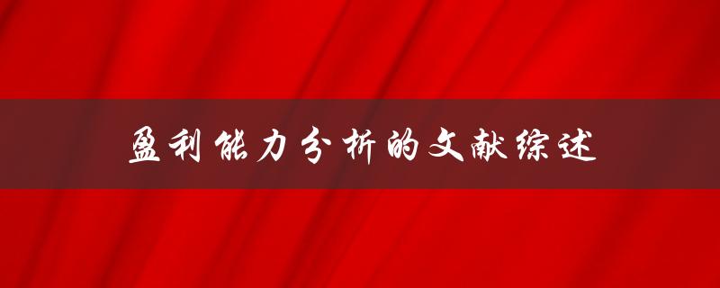 什么是盈利能力分析的文献综述