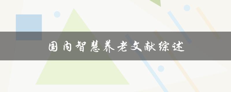 国内智慧养老文献综述智能科技如何助力老年人生活