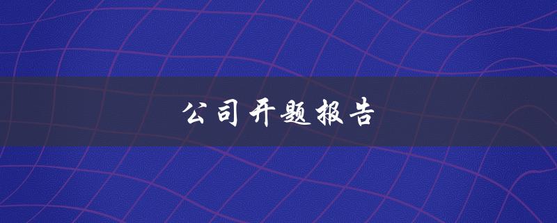 公司开题报告(该如何写？)
