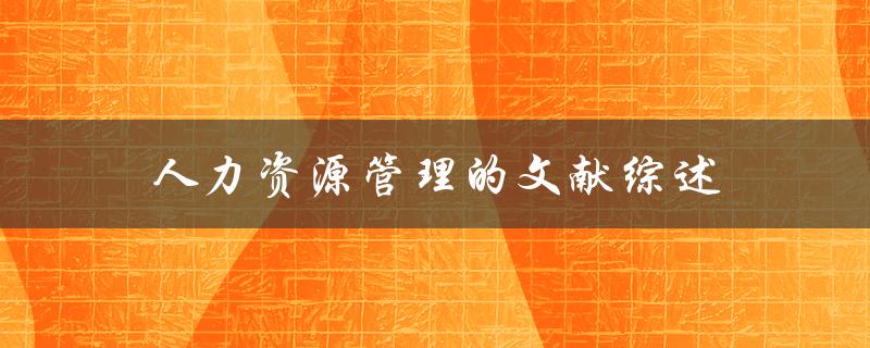 什么是人力资源管理的文献综述